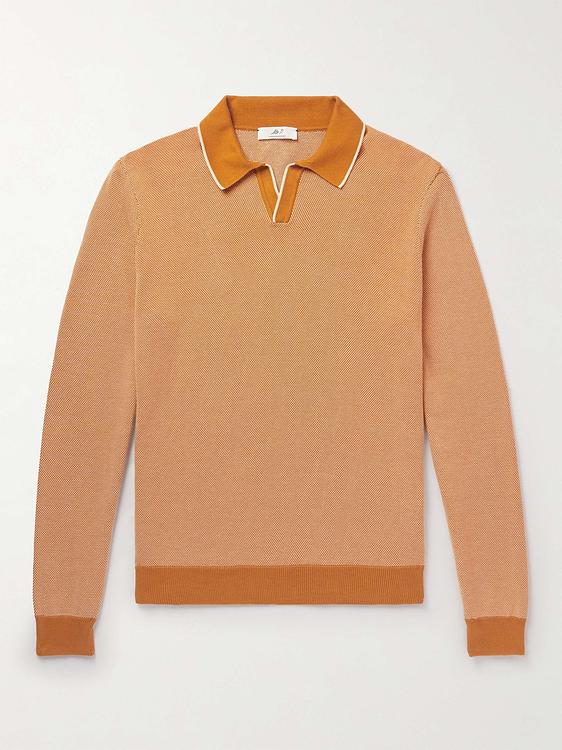 Peach long sleeve polo shirt from Mr P.