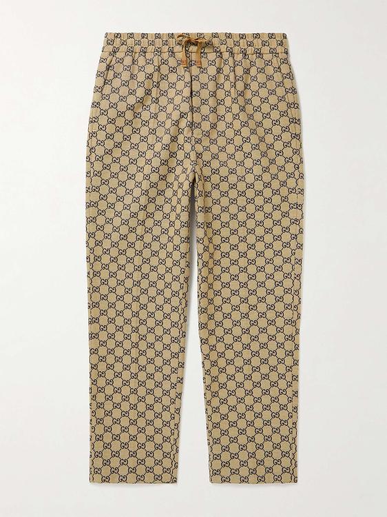 Taupe drawstring trousers from Gucci