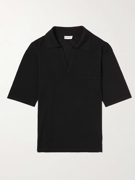 Black short sleeve polo shirt from Saint Laurent