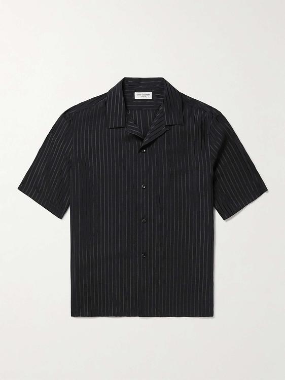 Striped black short sleeve shirt from Saint Laurent