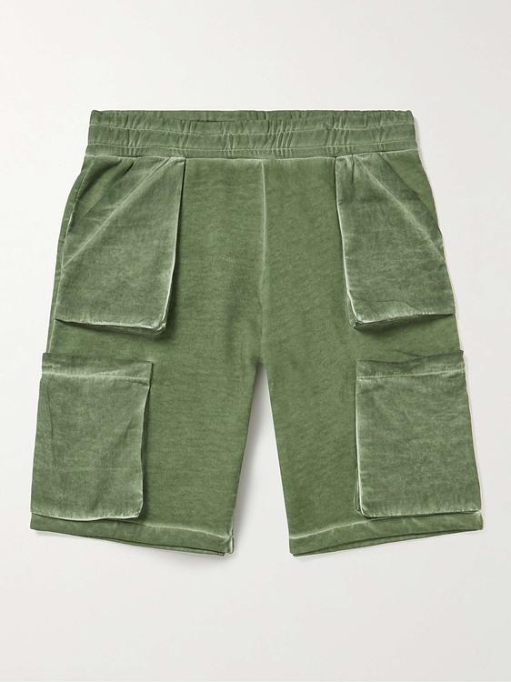Green cargo shorts from Saif Ud Deen