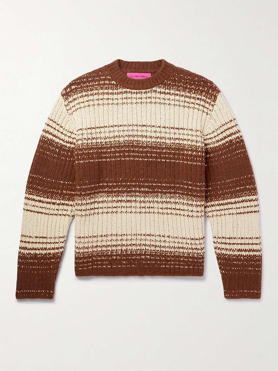 Striped brown cashmere sweater from The Elder Statesman