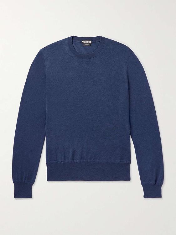 Dark blue cashmere sweater from Tom Ford
