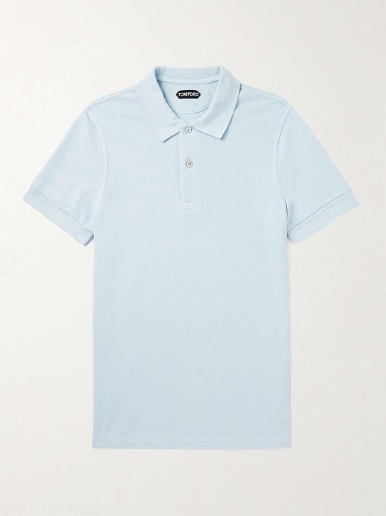 Light blue short sleeve polo shirt from Tom Ford