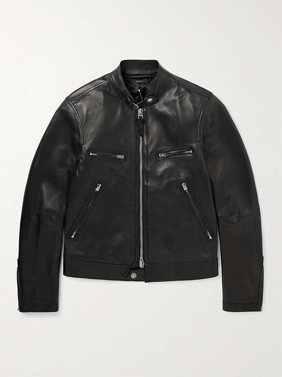 Black leather jacket from Tom Ford