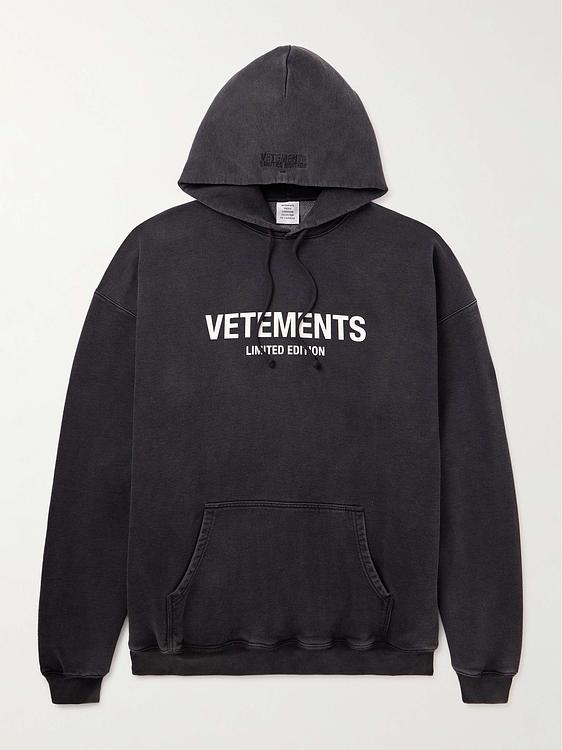 Print black hooded sweatshirt from Vetements