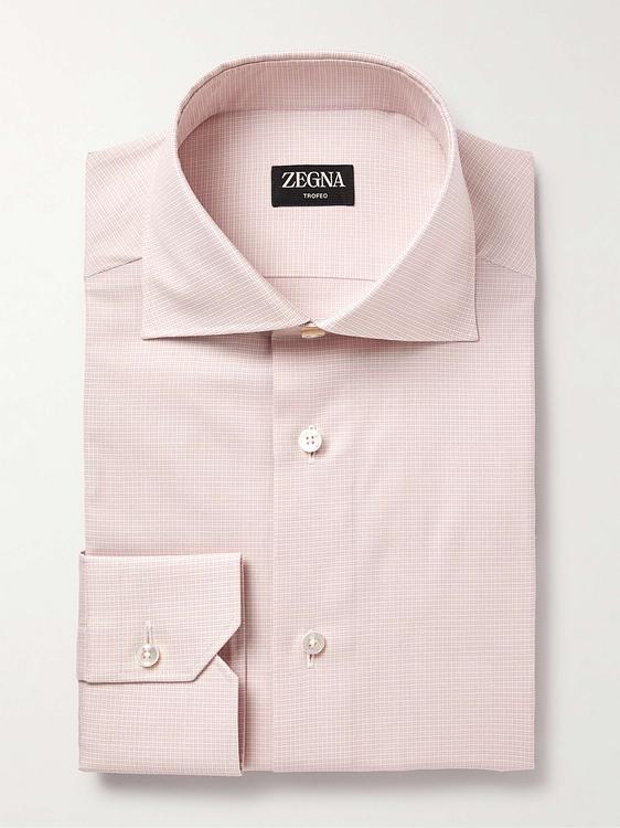 Checkered light pink business shirt from Zegna