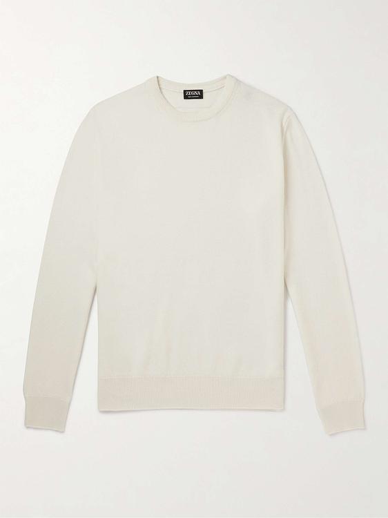 White cashmere sweater from Zegna