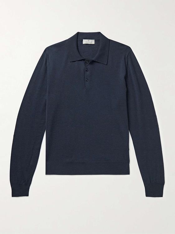 Black long sleeve polo shirt from Canali