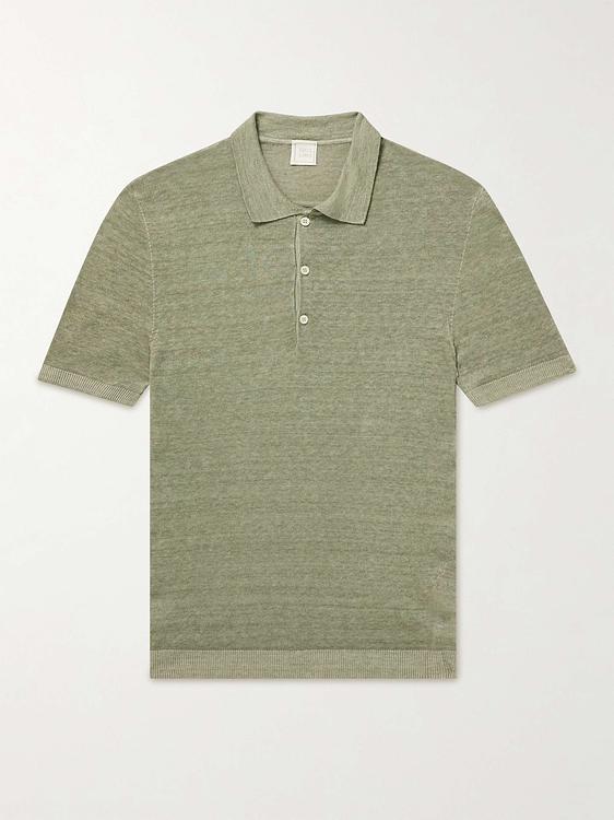 Taupe short sleeve polo shirt from 120% Lino