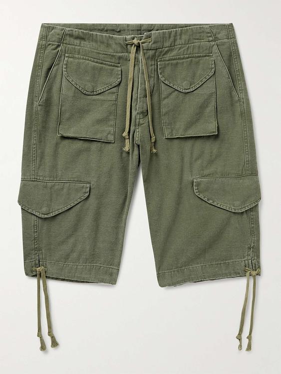 Green cargo shorts from Greg Lauren