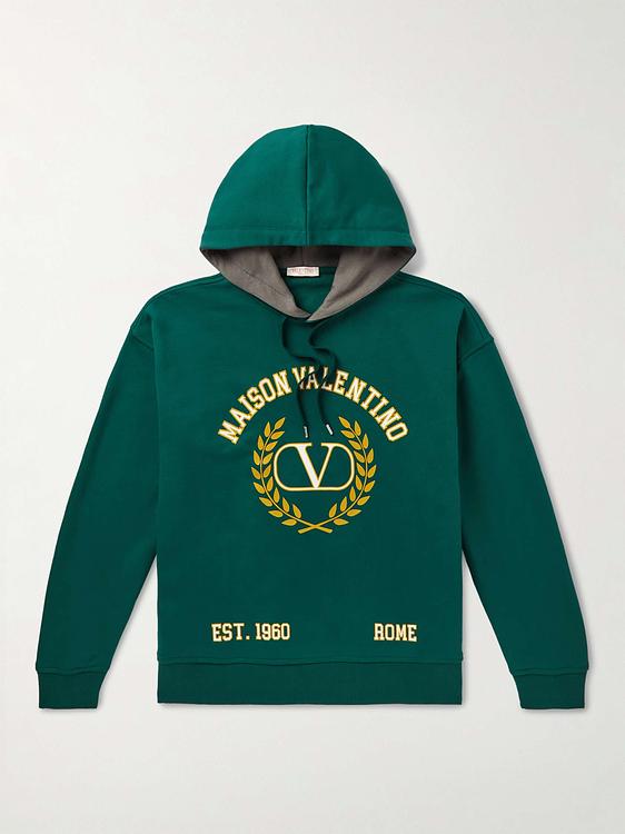 Print teal hooded sweatshirt from Valentino Garavani