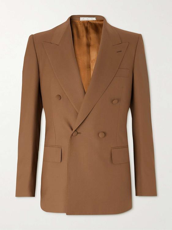 Brown double-breasted suit jacket from Umit Benan B+