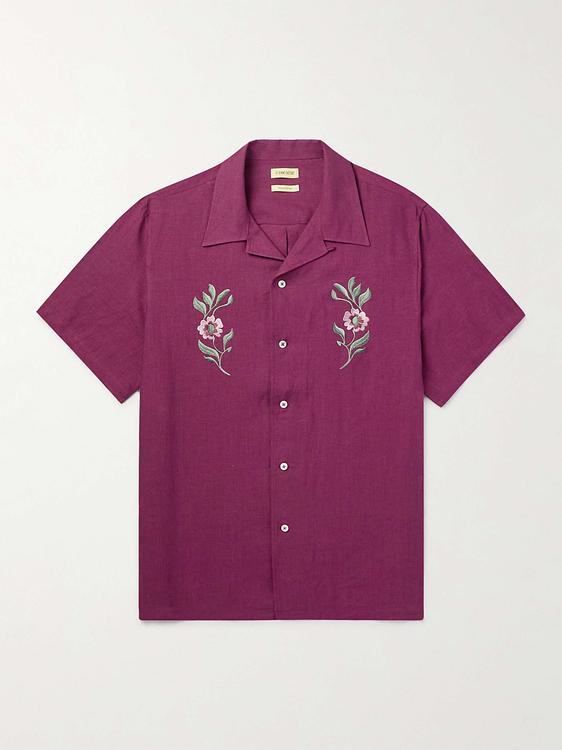 Print dark red short sleeve shirt from De Bonne Facture