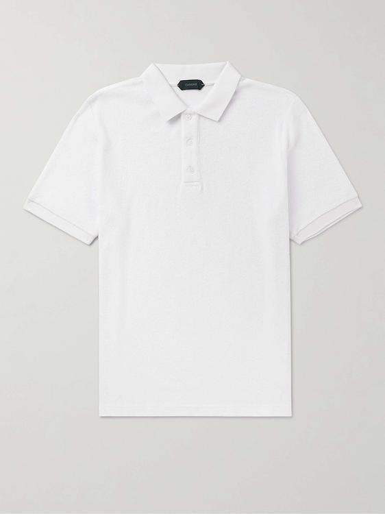 White short sleeve polo shirt from Incotex