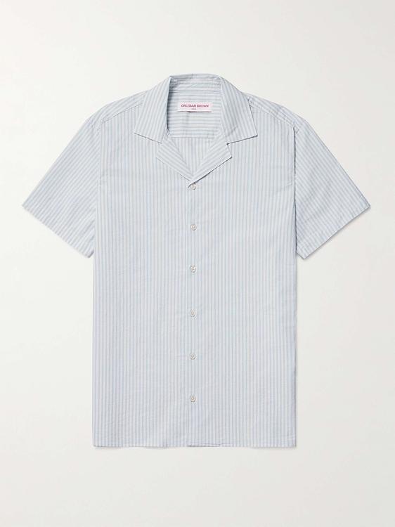 Striped light blue short sleeve shirt from Orlebar Brown