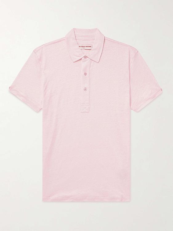 Light pink short sleeve polo shirt from Orlebar Brown