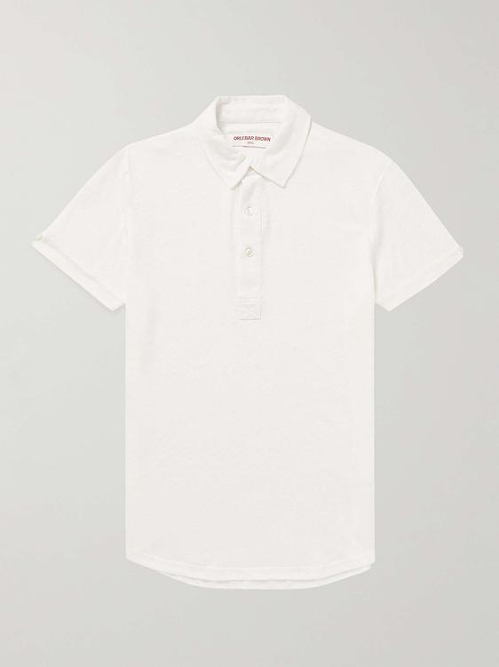 White short sleeve polo shirt from Orlebar Brown