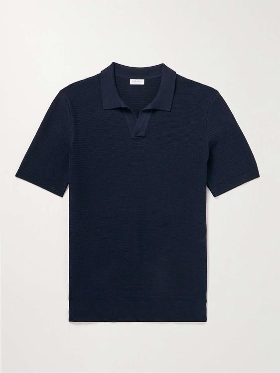 Black short sleeve polo shirt from Sunspel