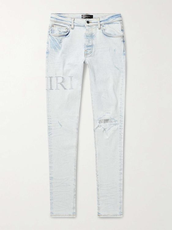 Print grey distressed jeans from Amiri