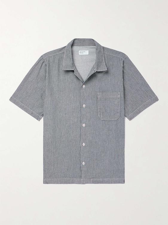 Striped grey short sleeve shirt from Universal Works