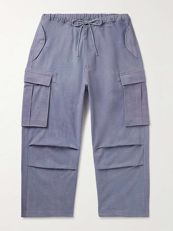 Purple cargo trousers from Story Mfg.