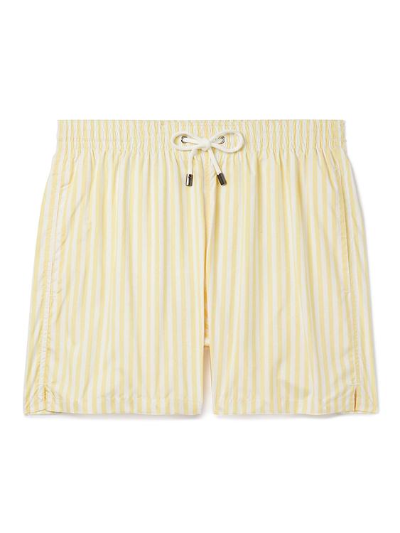 Striped white swim shorts from Canali