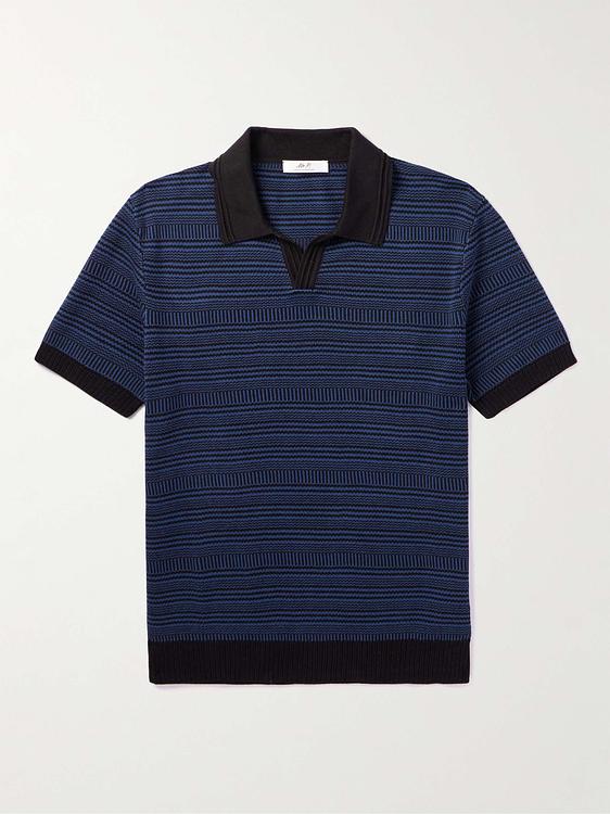 Dark blue short sleeve polo shirt from Mr P.
