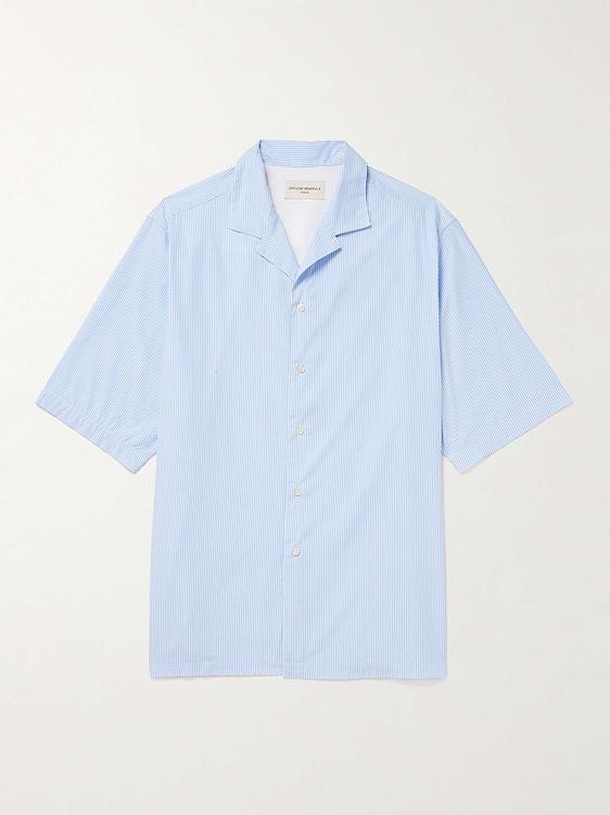 Striped light blue short sleeve shirt from Officine Générale