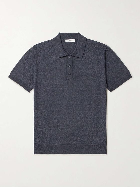 Dark grey short sleeve polo shirt from Mr P.