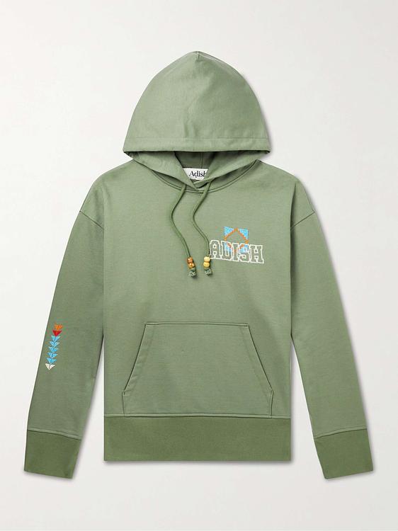 Print green hooded sweatshirt from Adish