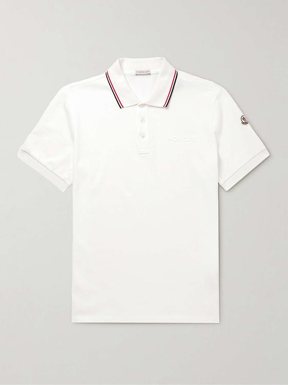 White short sleeve polo shirt from Moncler