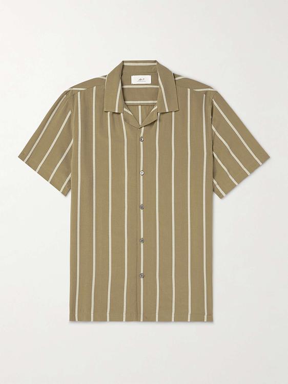 Striped taupe short sleeve shirt from Mr P.