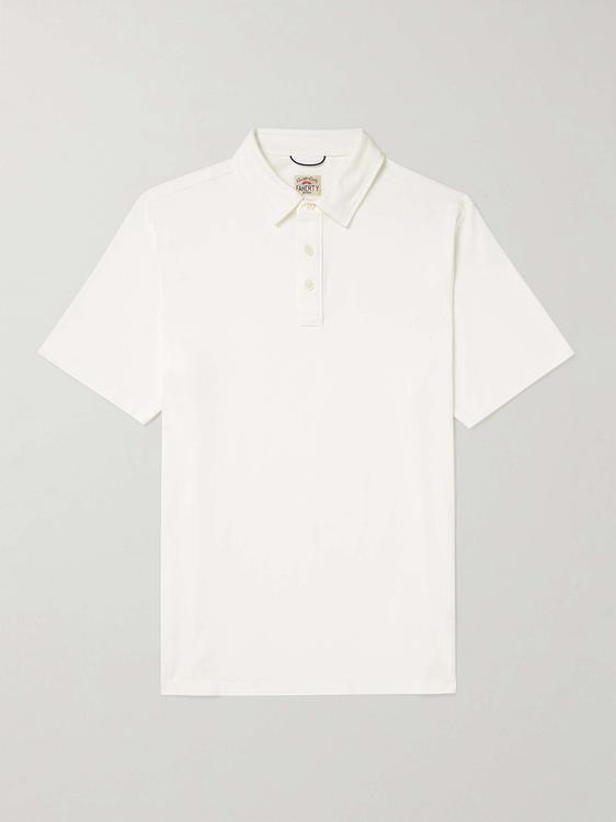 Light pink short sleeve polo shirt from Faherty