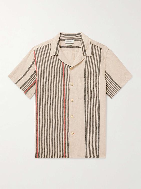 Striped beige short sleeve shirt from Oliver Spencer