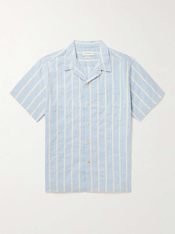 Striped light blue short sleeve shirt from Oliver Spencer