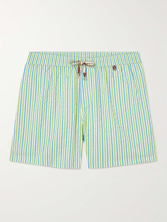 Striped white swim shorts from Loro Piana
