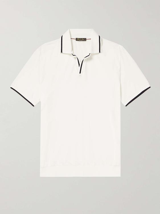 White short sleeve polo shirt from Loro Piana
