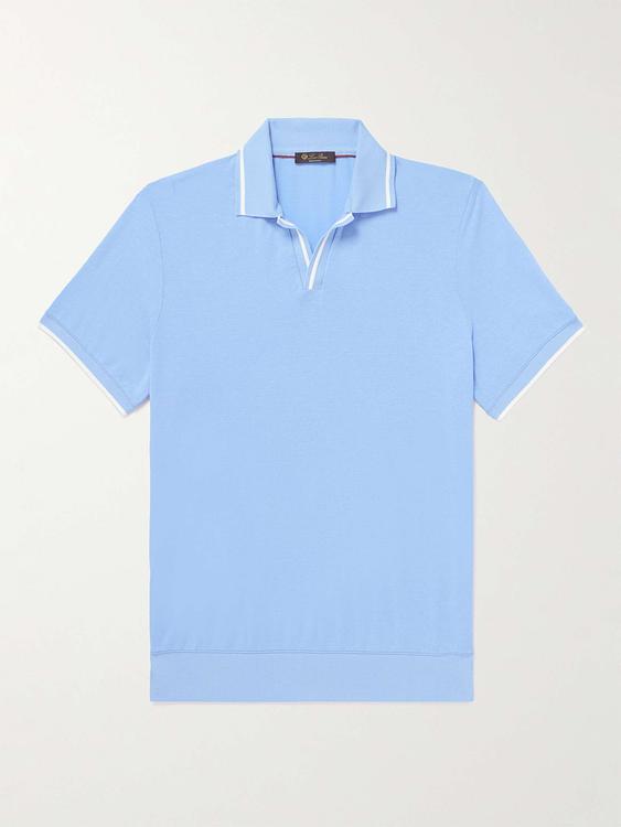 Light blue short sleeve polo shirt from Loro Piana