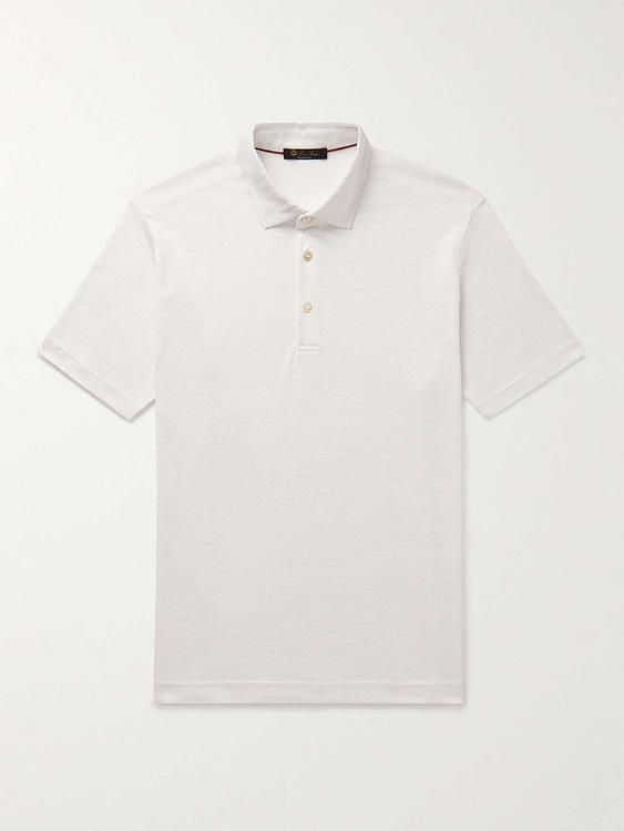White short sleeve polo shirt from Loro Piana