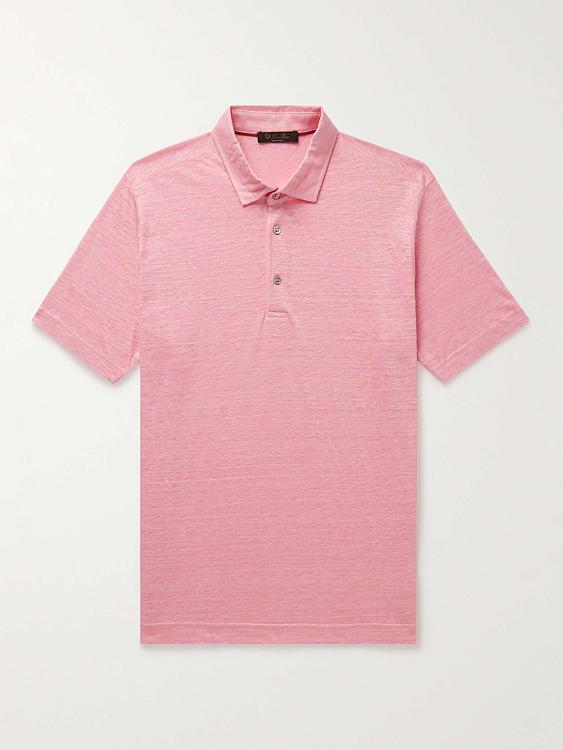 Light pink short sleeve polo shirt from Loro Piana