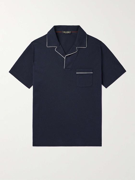 Black short sleeve polo shirt from Loro Piana