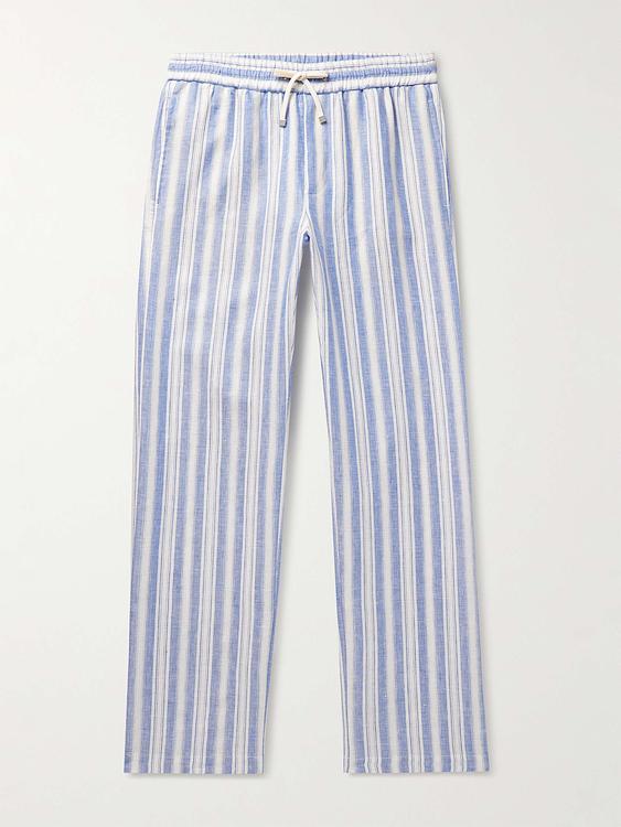 Striped white drawstring trousers from Loro Piana