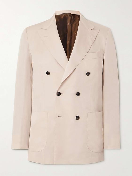 Beige double-breasted blazer from Kiton