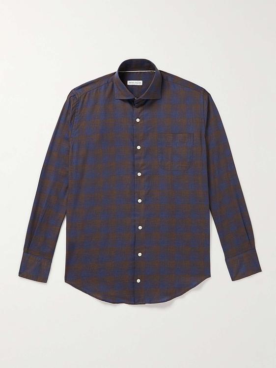 Checkered dark brown casual shirt from Peter Millar