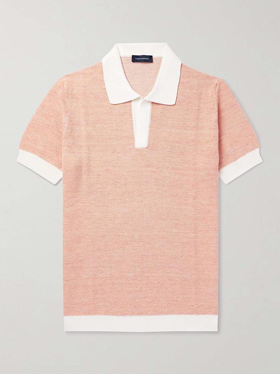 Peach short sleeve polo shirt from Thom Sweeney