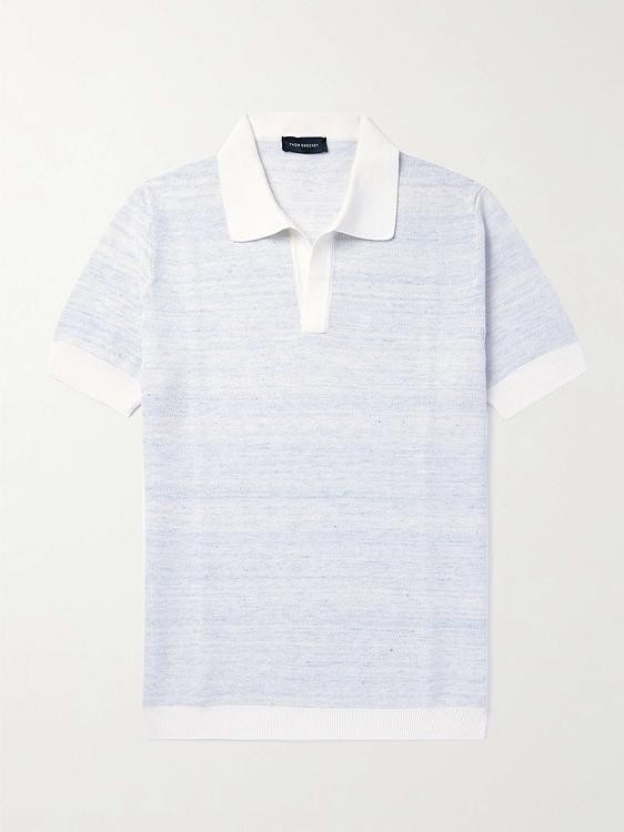 White short sleeve polo shirt from Thom Sweeney