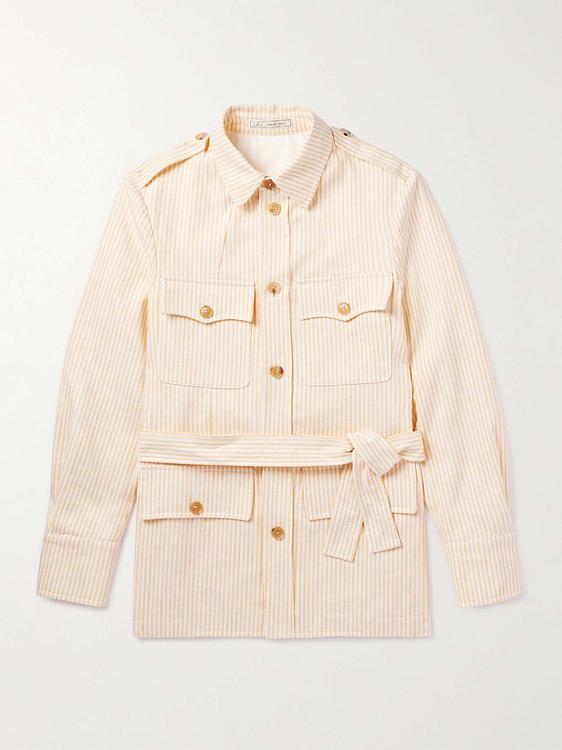 Striped white casual jacket from Umit Benan B+