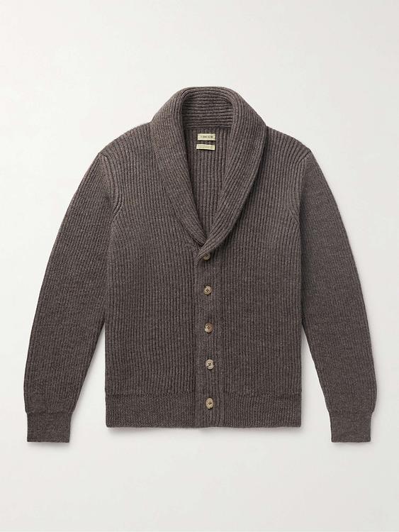 Dark brown cardigan from De Bonne Facture