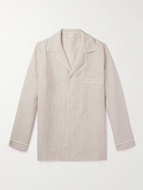 Striped beige casual shirt from Loretta Caponi